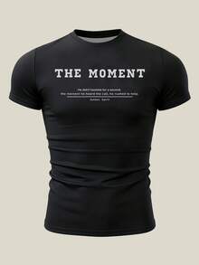 Manfinity Dauomo Áo thun nam tay ngắn ôm sát, gợi cảm, họa tiết đường phố cá tính, chất liệu co giãn cao, thích hợp cho tập luyện thể dục thể thao, phong cách Y2K. - Nhiều màu - Xem 4