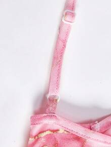 SHEIN Teen Girl Floral Print Mesh Ruched Cami Dress,Kids - Pink - View 5