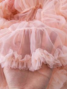 Falda de tul roja elegante para niña, adecuada para primavera, verano y otoño, apropiada para salidas, fiestas y eventos, se puede combinar con camisetas o blusas, dando un toque apasionado y elegante - Rosa - Ver 4