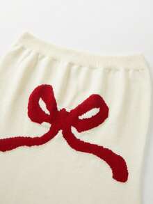 Franclia New Slim Fit Sexy Charming Sweet Gentle Cute Chaste Personalized Fashion Bow Strapless Dress, Suitable For Valentine's Day Date, Party, French Sweet Cool Refined Date, Cute Petite Women Sweater Strapless Dress - Red and White - View 4