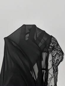 Aloruh Women's Sexy Sheer Mesh & Contrast Lace Sleeveless Bodysuit, Summer - Black - View 9