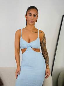 SAYEHFBABY 度假休闲性感格纹背心，纹理面料 - 淺藍色 - 查看 4