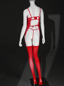 SHEIN 4pcs Lace Sexy Lingerie Set For Valentine's Day - Red - View 2