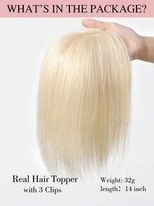 女士真发发片 适合稀疏头发的女士的真人发片 蕾丝发片 夹式接发 金色 金色 S613#