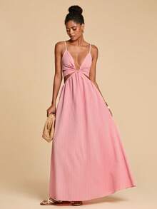 SHEIN TRVLCHIC 女士夏季度假休闲无袖连衣裙 - 粉色 - 查看 2