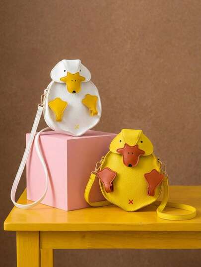 Joivida 鸭子造型3D斜挎包迷你PU皮单肩包可爱动物印花零钱包女士女孩日常休闲外出派对礼物创意时尚配饰