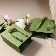 10 piezas/Bolsa de papel verde retro, tamaño pequeño, bolsa de regalo, bolsa de almacenamiento, bolsa de papel dedicada a la caja de regalo, adecuada para Pascua, Día de la Madre, Baby Shower, Boda - Multicolor - Ver 2