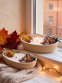 1pc Ship Shape Candle Jar Silicone Molds Oval Boats Cement Plaster Flower Pot Mold Concrete Wax Box Candle Tray Mould Home Decoration Crafts - White - View 5