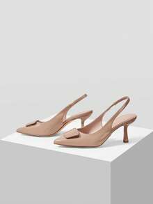 Mnmlis 女士时尚优雅尖头高跟鞋 - 杏色 - 查看 2