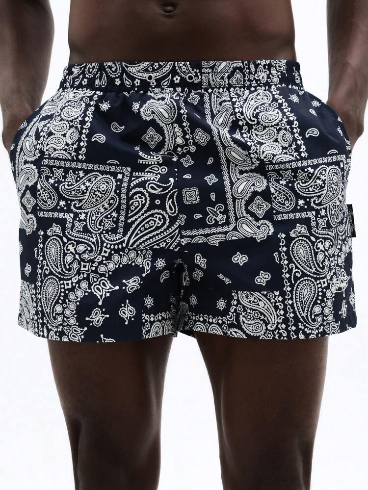 Costume da bagno con stampa Paisley e elastico in vita