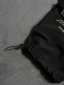 Sport MetroGents 男士休闲日常字母和杠铃印花抽绳腰运动裤 - 黑色 - 查看 4