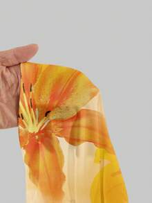 Aloruh Casual Full Floral Print Draped Neck Dress For Women - Multicolor - View 7