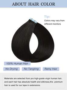20Pcs 50Gram Tape In Hair Extensions Human Hair 18 Inch Remy Hair Extensions Color Natural Black Fashion Tape In Extensions, Tape In Human Hair Extensions Add Length For Wedding - SNatural - View 4