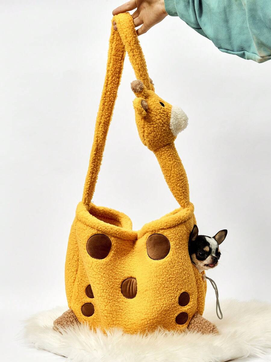 PETSIN Lightweight Portable Size Breathable Wear Resistant Water Repellent Fabric Anti Slip Shoulder Strap With Adjustable Buckle Cute Giraffe Pattern Pet Head Out Crossbody Bag Single Shoulder Carrier For Small Dogs And Cats Suitable For Spring Autumn Outdoor Walking Shopping Travel Weekend Outing Daily Use Fashion Pet Supplies Must Have Pet Carrier Accessories - Multicolor - View 1