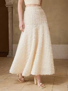 MOTF PREMIUM 女士春夏网纱飘逸半身裙 - 米色 - 查看 1