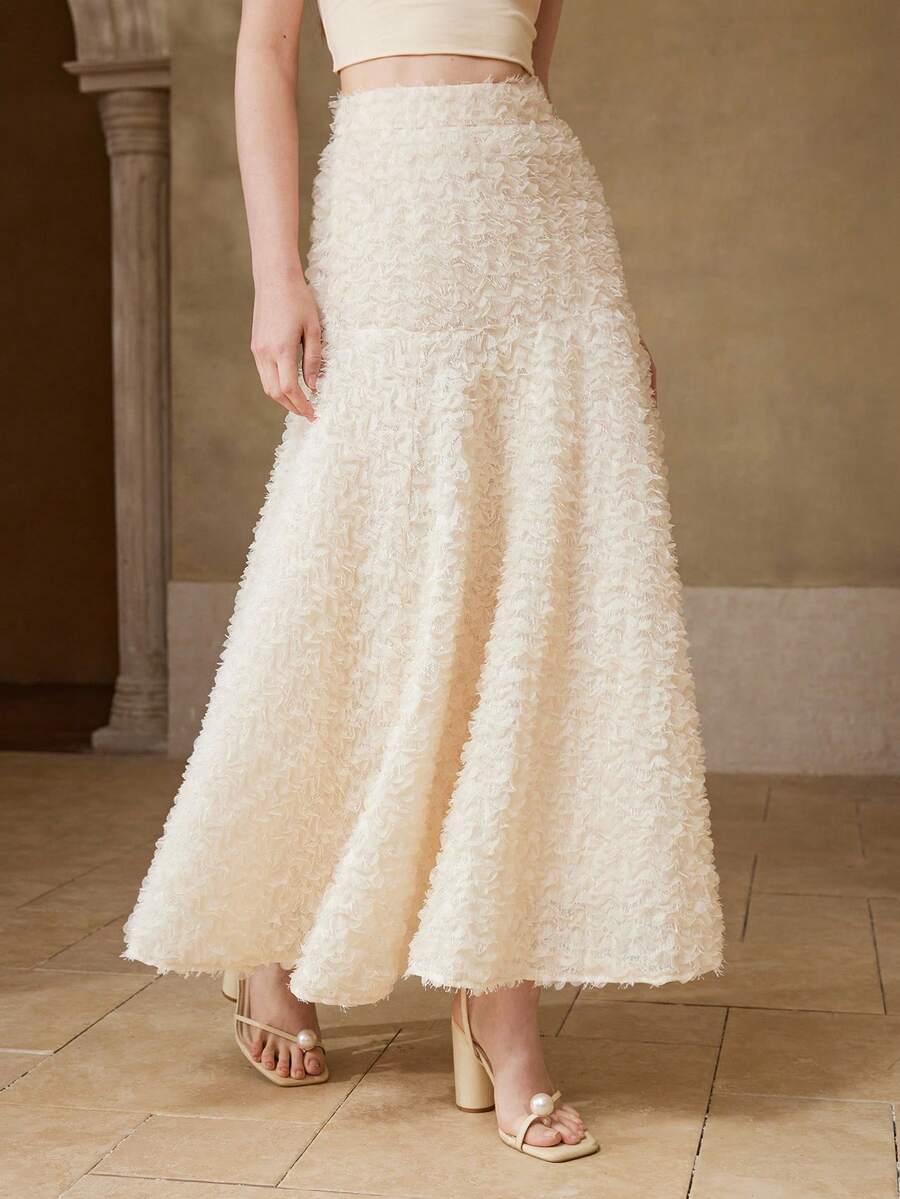 MOTF PREMIUM 女士春夏网纱飘逸半身裙 - 米色 - 查看 1