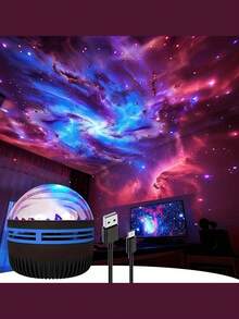 1个北极光星系投影仪，多种灯光效果，二合一LED星空投影仪，带遥控器和星云灯，适用于卧室/游戏室/家庭影院/天花板/生日/派对夜灯 - 彩色 - 查看 13