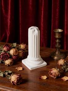 1 Creative European Retro Plaster Weathered Cracked Roman Column Ring Display Stand, Which Can Be Used As A Showcase Prop Or Seat To Add Fun To Life; Ladies' Jewelry Storage Rack, A Must-Have For Travel, For Back To School Dormitory Storage - Multicolor - View 2
