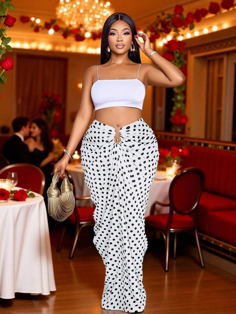 SOLERSUN 女士性感优雅波点半身裙，适合万圣节、圣诞节、情人节、春夏度假等场合，复古风情。