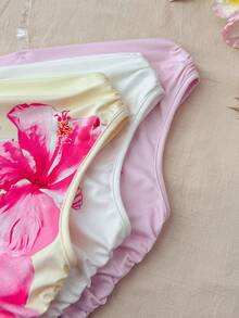 SHEIN 3件套少女休闲碎花单肩不对称下摆上衣，舒适假日款 - 彩色 - 查看 5