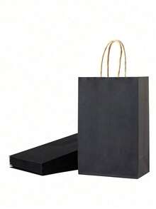 1/6/12/14 pièces, Petit sac cadeau noir avec poignée, fabriqué en papier kraft, convient pour les anniversaires, mariages, Saint-Valentin, enterrements de vie de garçon, enterrements de vie de jeune fille, baby showers, cadeaux de mariage, emballage cadeau de Noël, sacs de fête, enterrements de vie de garçon et autres occasions - Noir - Voir 11
