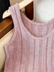 Selianne Elegant Sleeveless Knitted Vest Top For Women, Unique Design, Spring/Summer - Pink - View 4