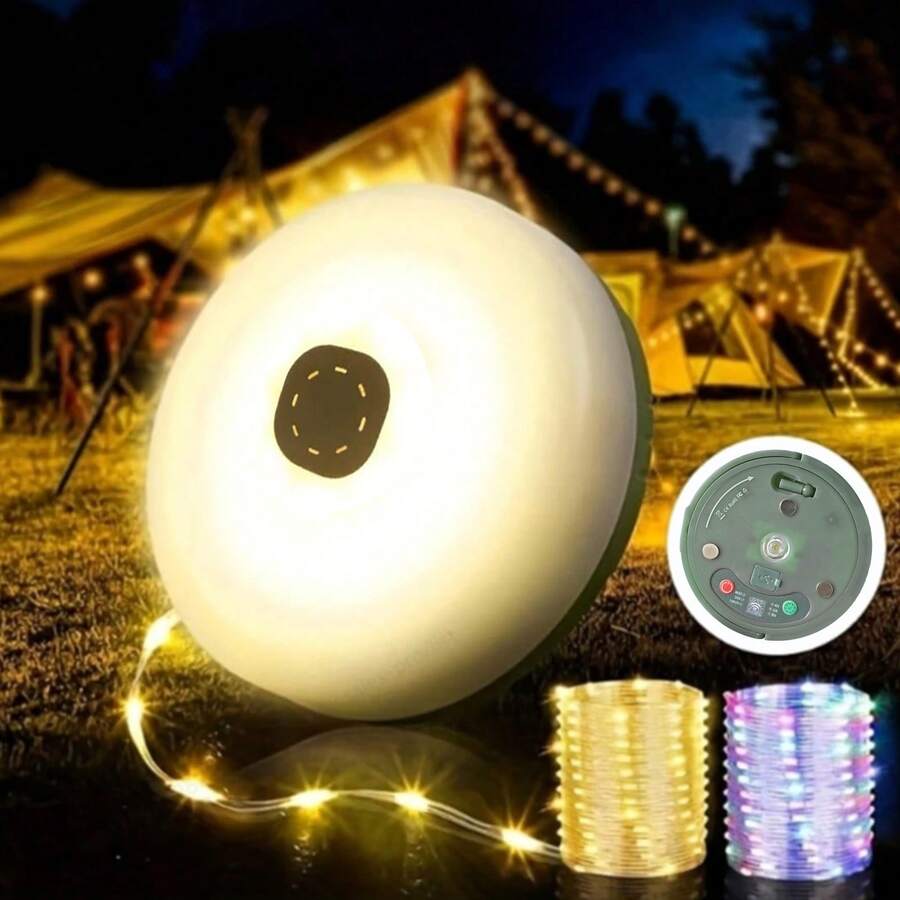 1 件装户外磁吸露营灯，USB 可充电便携，RGB 8 色模式，帐篷挂灯，耐用 ABS+PC 材质 [Type-C] - Colorful/Warm 2in1 - 查看 1