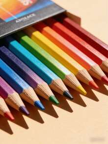 一套高档盒装彩色铅笔，包含12/24/36/48/72色，油性颜料，可用于绘画、书写、美术作业、圣诞礼物、生日礼物、学习用品和返校用品。 - 彩色 - 查看 3