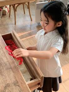 DAZY 女童短袖翻领衬衫 - 白色 - 查看 3