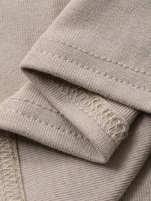 DAZY Camiseta interior elegante de manga corta, cuello redondo y ajuste ceñido con encaje de contraste para mujer, primavera/otoño - Gris - Ver 7