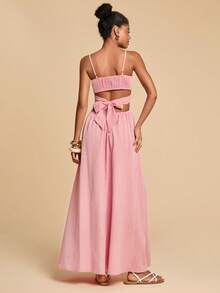 SHEIN TRVLCHIC 女士夏季度假休闲无袖连衣裙 - 粉色 - 查看 6