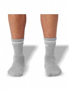 Alo Vớ cổ ngắn unisex kiểu cổ điển, thấm hút mồ hôi, thoáng khí, mềm mại, co giãn tốt, màu trơn, dễ giặt, nhanh khô, đa năng, thích hợp cho thể thao hàng ngày, nam và nữ, một cỡ duy nhất, màu xám A0480U-GREY - Xám - Xem 3