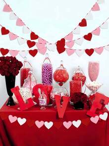 Dây trang trí hình trái tim treo ngày Valentine, vòng hoa trái tim bằng nỉ màu đỏ hồng trắng cho lễ kỷ niệm, đám cưới, sinh nhật, trang trí nhà cửa, quà tặng ngày Valentine, trang trí phòng. - Nhiều màu - Xem 5