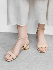 CUCCOO BIZCHIC 女士时尚优雅方头高跟凉鞋，适合办公室、居家及其他场合，春夏款 - 杏色 - 查看 5