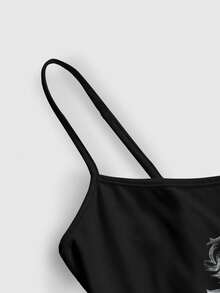 ROMWE Gothic Dark Mysterious Skeleton Snake Garden Hippie Sexy Goth Dark Mysterious Long Dress For Women - Black - View 3