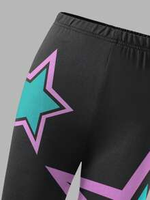 2件套女童偶像团体印花上衣和打底裤套装，时尚休闲童装