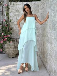 Aloruh 薄荷绿连衣裙，无袖纯色优雅度假连衣裙，鼠尾草绿连衣裙，复活节，圣帕特里克节，狂欢节，约会之夜，音乐会服装，乡村音乐会服装，休闲长裙，海滩度假服装，优雅长裙，生日礼服，舞会礼服，毕业礼服，伴娘礼服，婚礼及活动，婚礼派对礼服，节日礼服 - 藍色 - 查看 8