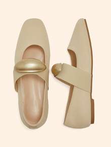 CUCCOO BASICS 女士金属装饰休闲套脚乐福鞋 - 杏色 - 查看 1