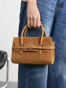 SHECARRY Women's Handbag, Versatile Brown, With Delicate Strips, A Must For Commuting - Camel - View 1