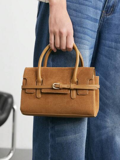 SHECARRY Women's Handbag, Versatile Brown, With Delicate Strips, A Must For Commuting