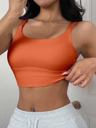 DAZY Sujetador deportivo y camiseta de mujer de unicolor minimalista y de activewear con efecto moldeador y ligereza