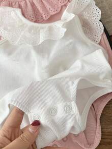 3pcs/Set Newborn Baby Girl Cute Knitted Ruffle Romper Set, Summer - Multicolor - View 6