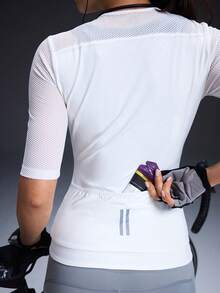 Powerista Women's Solid Color Minimalist Short Sleeve Cycling Jersey - White - View 7