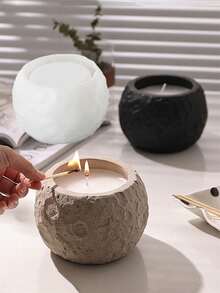 Molde de silicona con textura de piedra espacial, forma circular, para hacer jarras de cemento, cajas de almacenamiento, velas aromáticas de cera de soja, portavelas, macetas para suculentas y flores, decoración del hogar en estilo nórdico minimalista - molde de silicona blanco - Ver 5