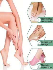 3Pcs Silicone Moisturizing Relief Socks, Reusable Socks, Overnight SPA Sock, Anti-Slip Gel Heel Socks For Women Men Dry Skin Dry Feet Rough Skin, Home Foot Care - Multicolor - View 4