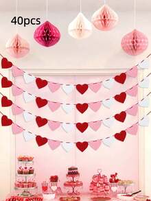 Dây trang trí hình trái tim treo ngày Valentine, vòng hoa trái tim bằng nỉ màu đỏ hồng trắng cho lễ kỷ niệm, đám cưới, sinh nhật, trang trí nhà cửa, quà tặng ngày Valentine, trang trí phòng. - Nhiều màu - Xem 8