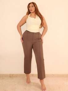 MelDlgn 大码女式淡黄色纹理针织肩带上衣，时尚迷人，适合派对、约会、婚礼、下午茶、音乐节、浪漫海滩度假、春夏邮轮度假淡黄色上衣露背上衣 - 黃色 - 查看 5