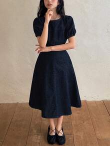 DAZY Tween Girls Denim Short Sleeve Dress - Blue - View 5