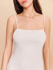 lacRébo White Nightdress With Pink Stripes, Smocked Bust And Small Bow Detail Cute Style French Style Parisian Style Valentines - Multicolor - View 6