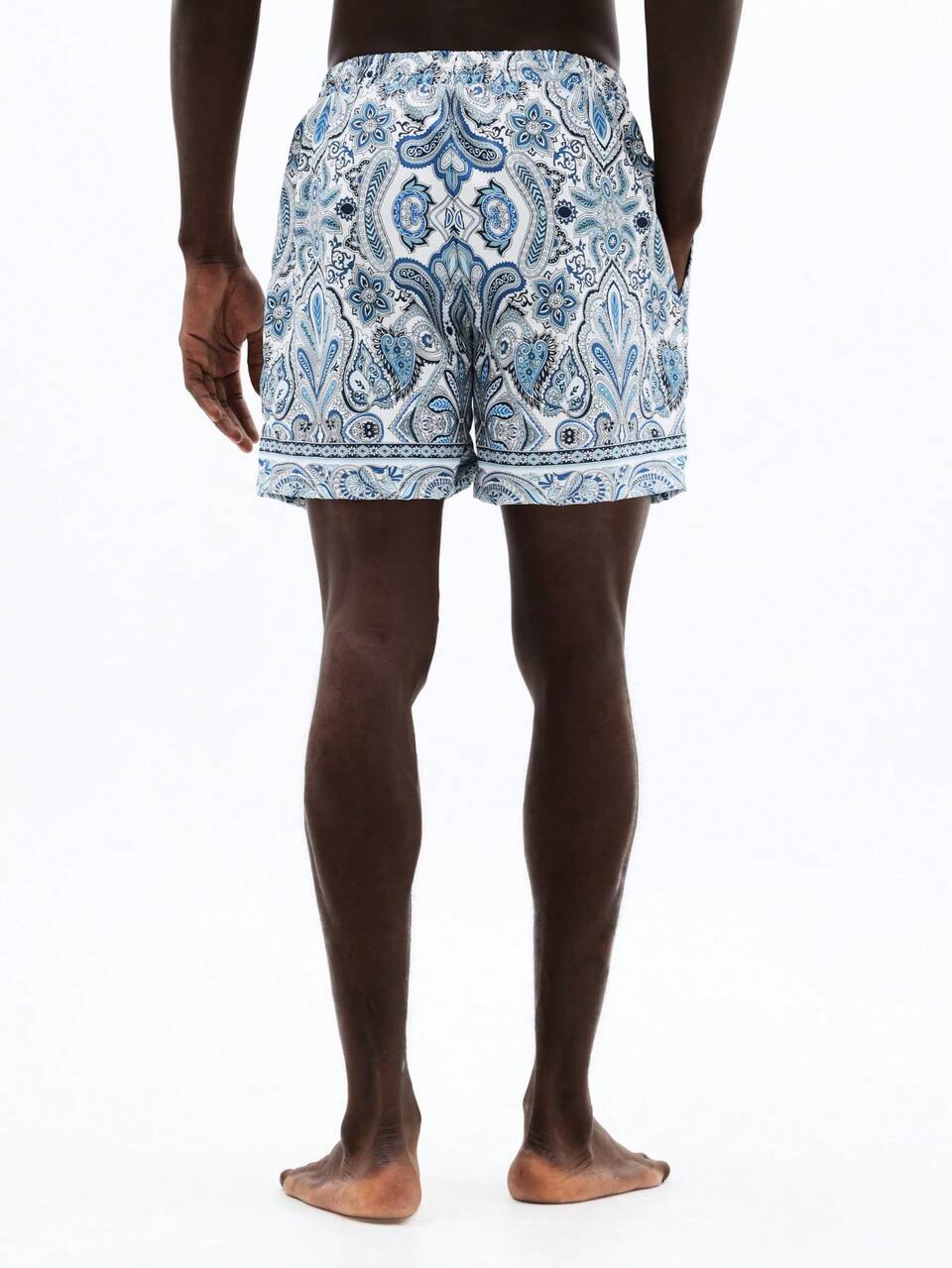 Shorts de playa con estampado paisley y cintura elástica